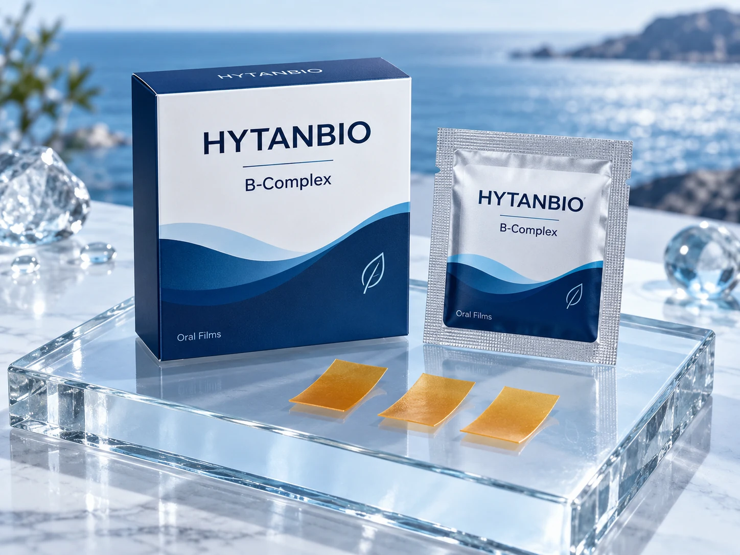 HYTANBIO B-Complex Nutrition Films illustrative thin-film product and sachet packaging
