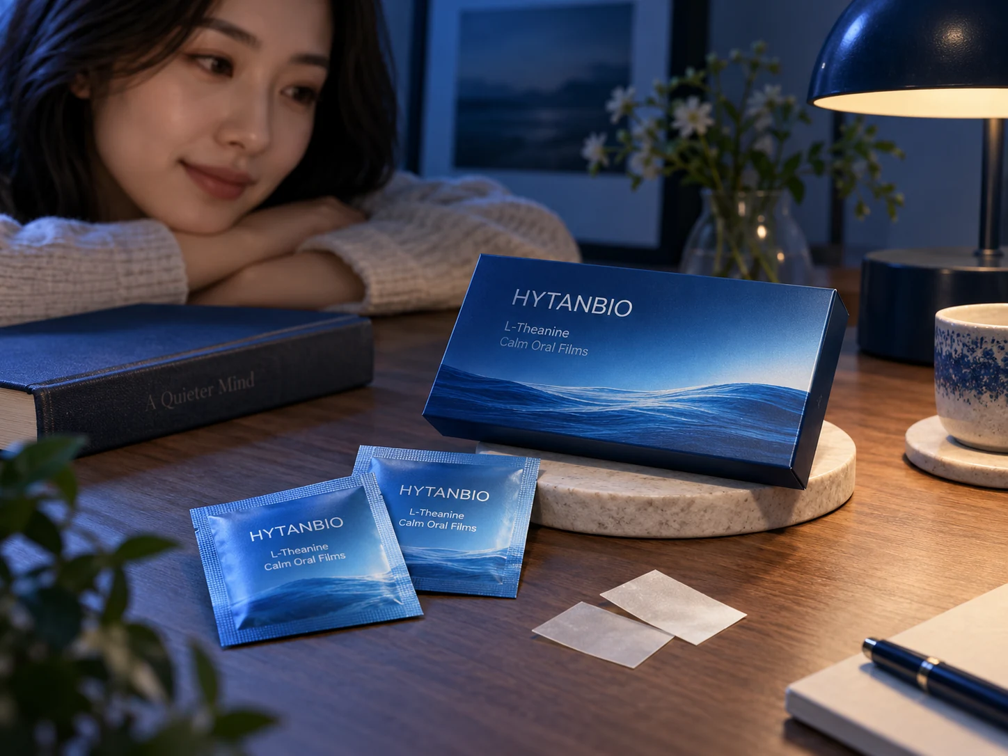 HYTANBIO L-Theanine Calm Oral Films thin-film packaging concept