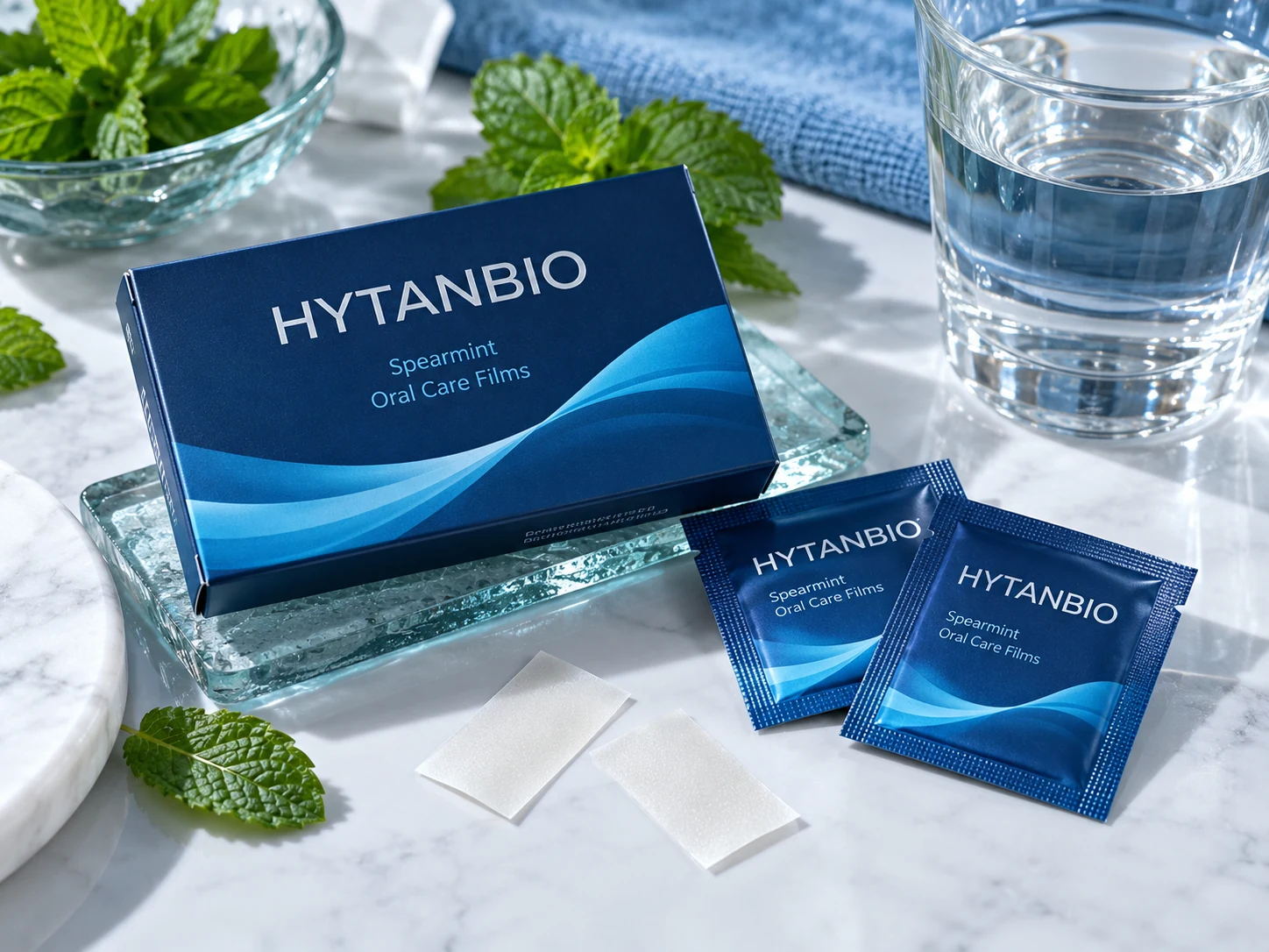 HYTANBIO Spearmint Oral Care Films thin-film packaging concept