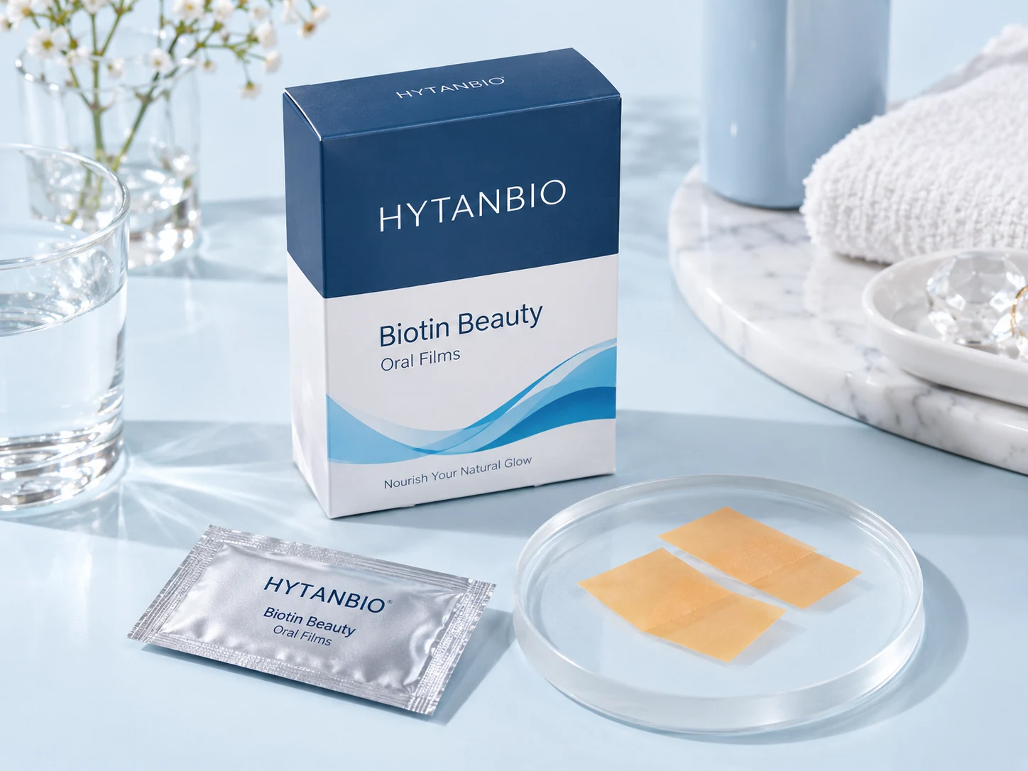 HYTANBIO Biotin Beauty Oral Films thin-film packaging concept