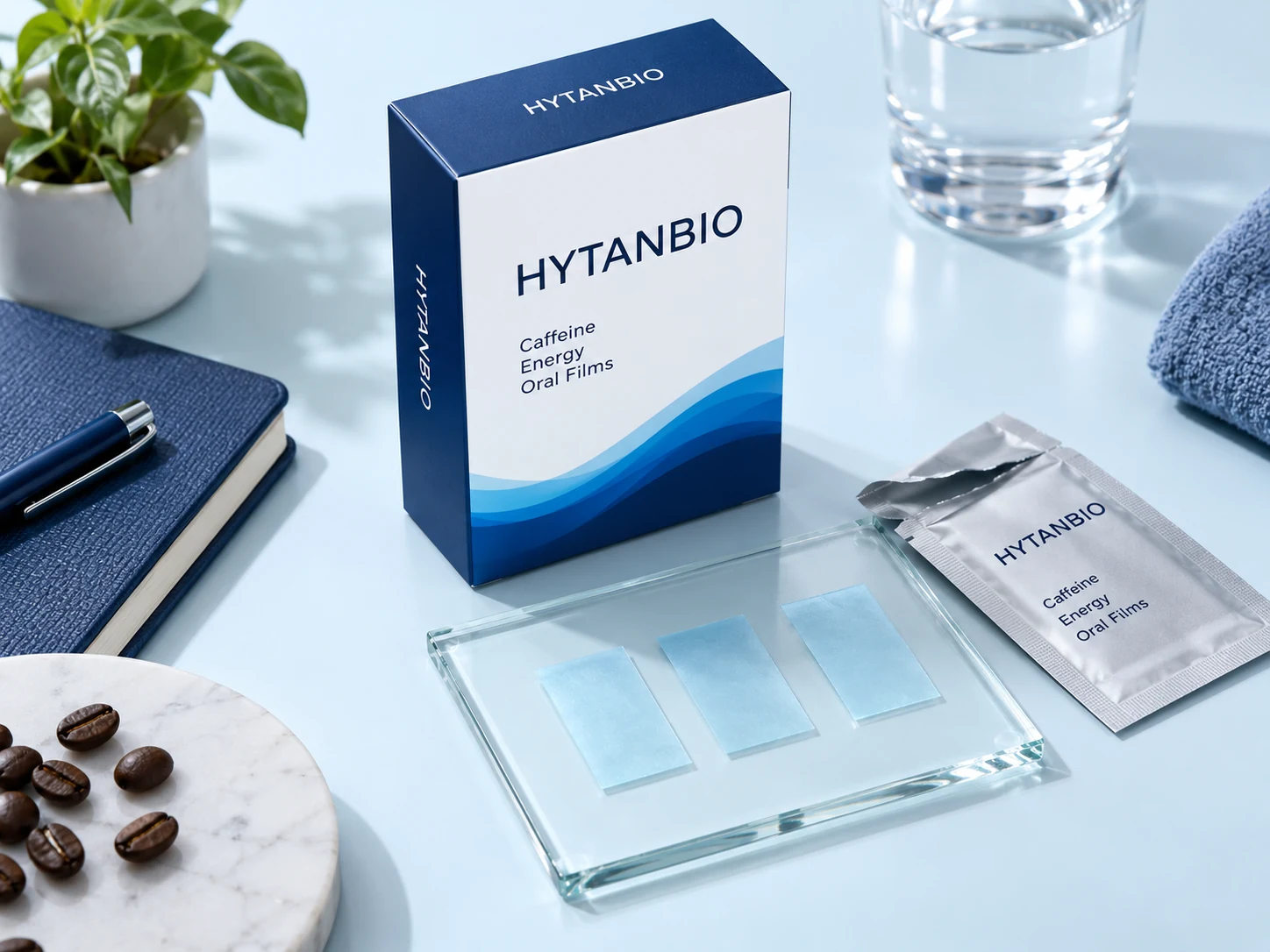 HYTANBIO Caffeine Energy Oral Films thin-film packaging concept