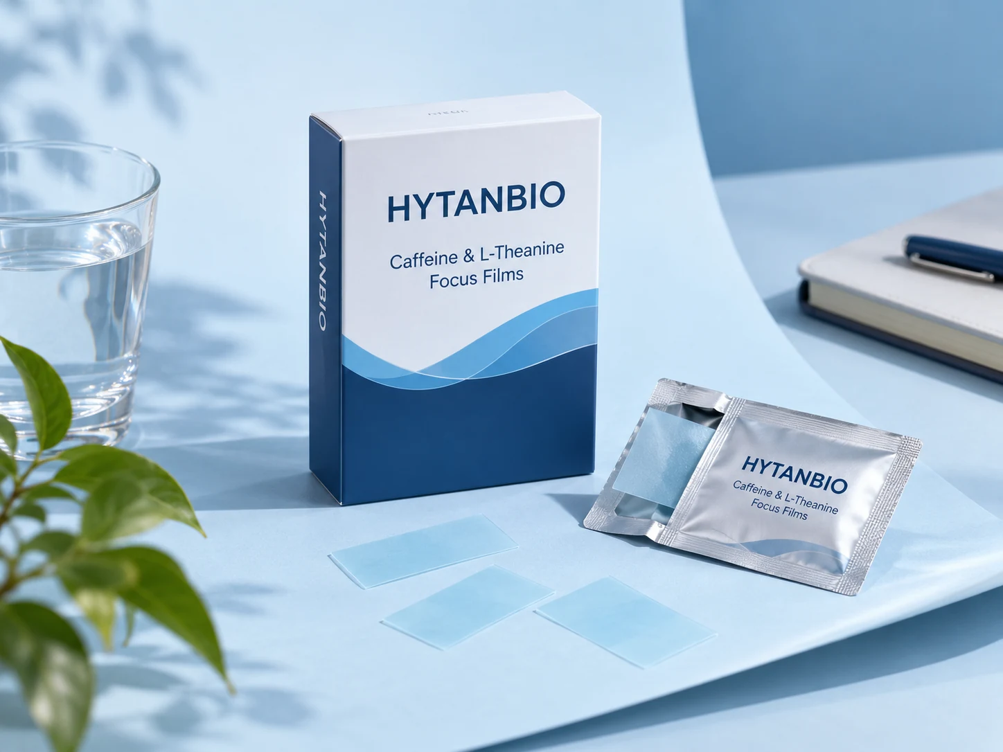 HYTANBIO Caffeine & L-Theanine Focus Films thin-film packaging concept