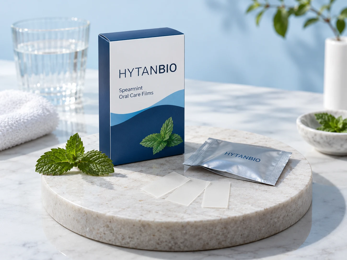 HYTANBIO Spearmint Oral Care Films thin-film packaging concept